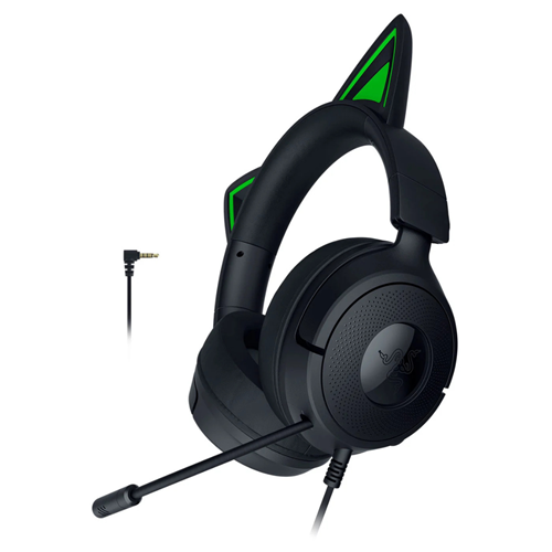 Slušalke Razer Kraken Kitty V3 X črne (črne/zelene, 3,5 mm jack)