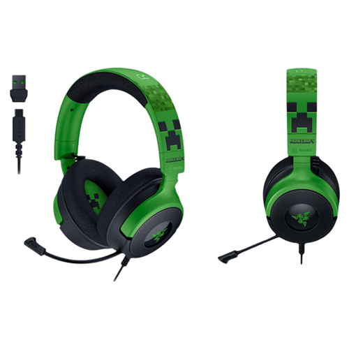 Slušalke Razer Kraken V4 X - Minecraft Edition (črne/zelene)