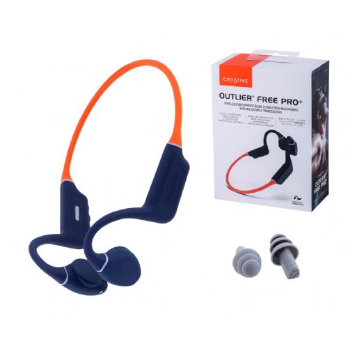 Creative Outlier Free Pro Plus IPX8 headphones, Bluetooth 5.3, built-in MP3 player 8GB, up to 10 hours of operation, black/orange