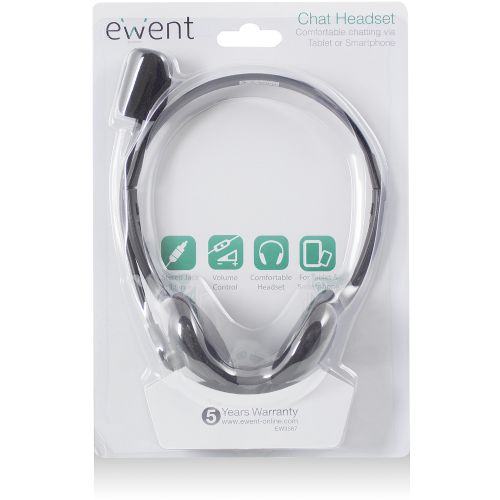 Ewent EW3567 wired headphones, over-ear, stereo sound, 3.5 mm, cable 2 m