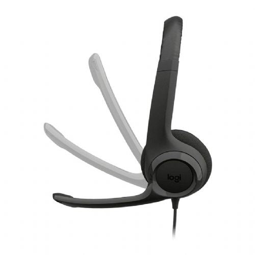 Logitech H390 USB-C Headphones, black, with noise-canceling microphone, comfortable ear cushions, for work and study
