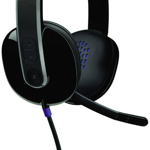 Logitech H540 USB headset, stereo sound, volume control, microphone, black