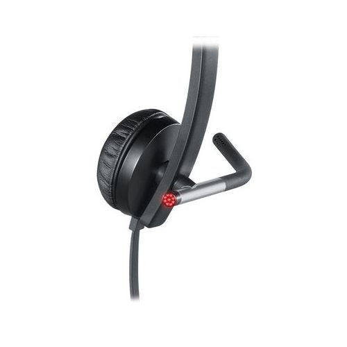 Logitech H650e wired headphones, USB connection, built-in microphone with noise reduction, on-ear, black