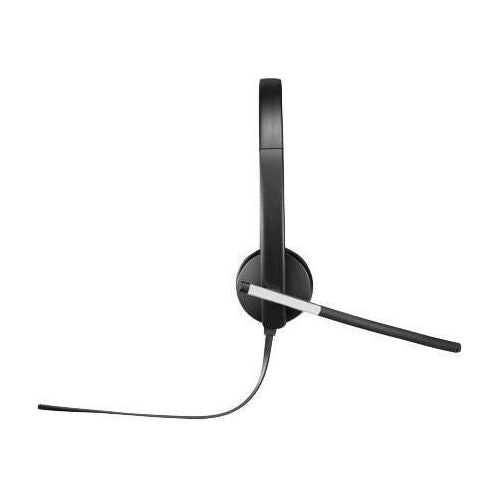 Logitech H650e wired headphones, USB connection, built-in microphone with noise reduction, on-ear, black