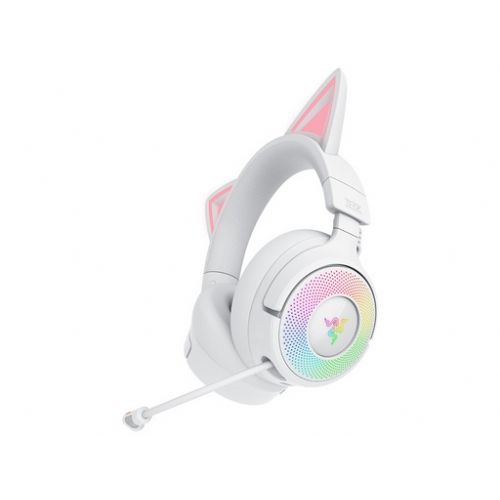 Razer Kraken Kitty V3 Pro Headphones, wireless gaming headphones, TriForce 40 mm drivers, THX Spatial Audio, Chroma RGB, white