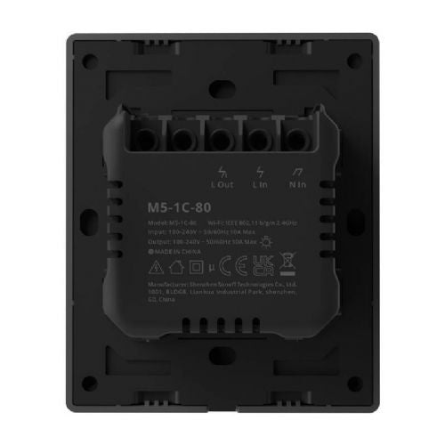 Pametno WiFi stensko stikalo SONOFF M5-1C-80 (1-kanalno, za okvir, grafit)