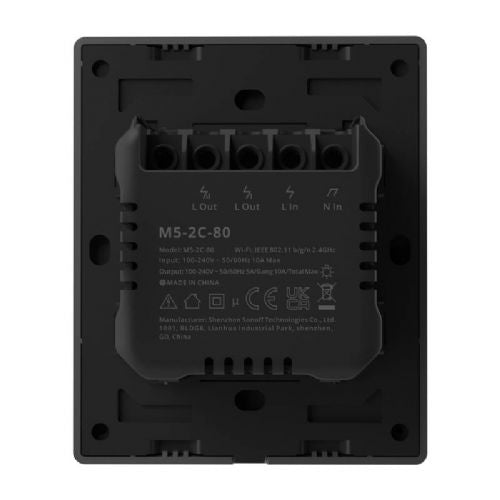 Pametno WiFi stensko stikalo SONOFF M5-2C-80 (2-kanalno, za okvir, grafit)