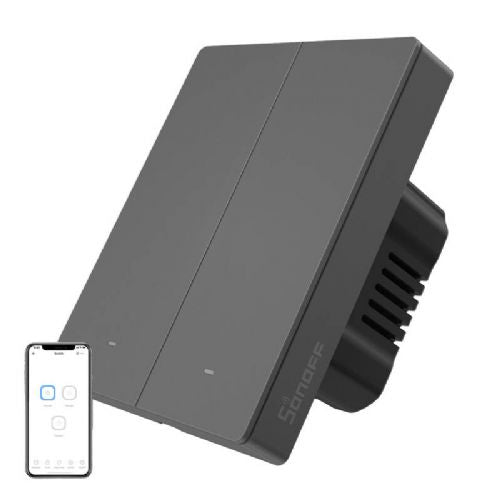Pametno WiFi stensko stikalo SONOFF M5-2C-80 (2-kanalno, za okvir, grafit)