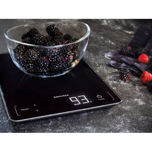 Soehnle Page Profi 100 kitchen scale, maximum load capacity 10 kg, accuracy 1 g, LCD display, glass surface, tare function
