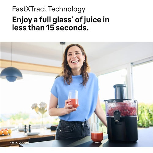 Sokovnik Braun MultiJuice 5 SJ 5000 črn, 800 W, posoda za sok 1,5 l, širok polnilni žleb, varnostni sistem