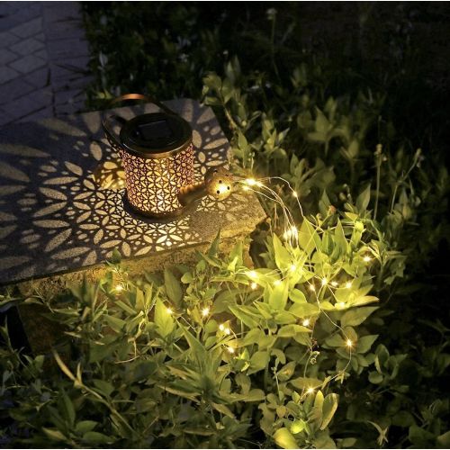 Solar decorative 60 LED warm white garden light watering can