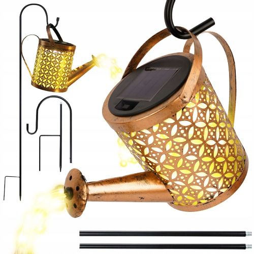 Solar decorative 60 LED warm white garden light watering can