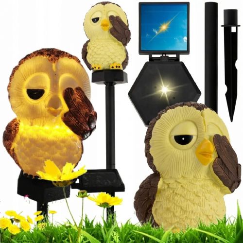 Solar LED garden light owl, 41 cm, 2 W, warm white light, IP44, dusk sensor