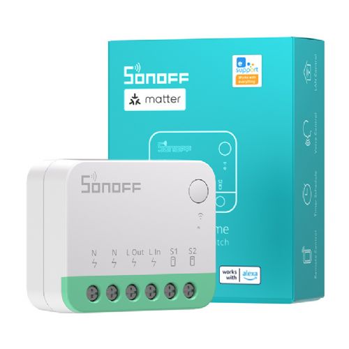Pametno mini WiFi stikalo Sonoff MINIR4M Matter (HomeKit, SmartThings, Domači asistent).