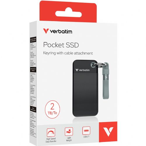 STICK S 2TB Verbatim Pocket SSD USB 3.2 črne/sive barve