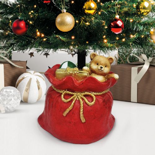 Christmas tree stand in the shape of a gift bag - artificial stone (41.5 × 31 × 42.5 cm)