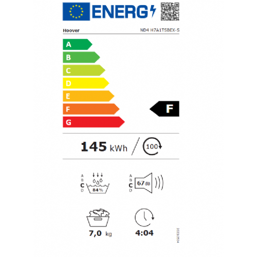 Sušilni stroj Hoover ND4 H7A1TSBEX-S, SLIM, 7 kg, A+ (31102076)