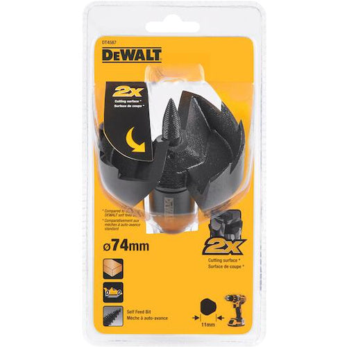 DeWalt DT4587 Forstner drill bit, Ø 74 mm, for wood and plasterboard, with non-slip shaft, with centring tip