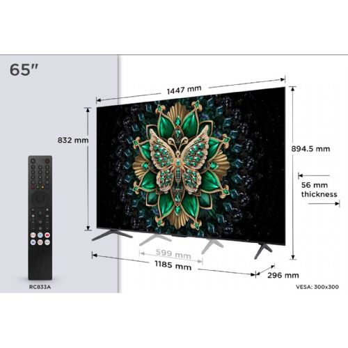 Televizor TCL 65C61K, 165 cm (65''), 3840 x 2160 4K UHD, GOOGLE TV, 144Hz 65C61K