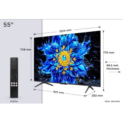 TV TCL 55P8L QD-Mini LED, 4K, 144 Hz, Dolby Vision, Google TV