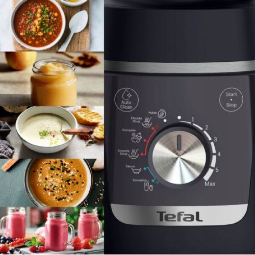 Tefal Blendforce Cook BL5768F0 blender with heater, 1000 W, 1.5 l, 5 programs, glass jug, black