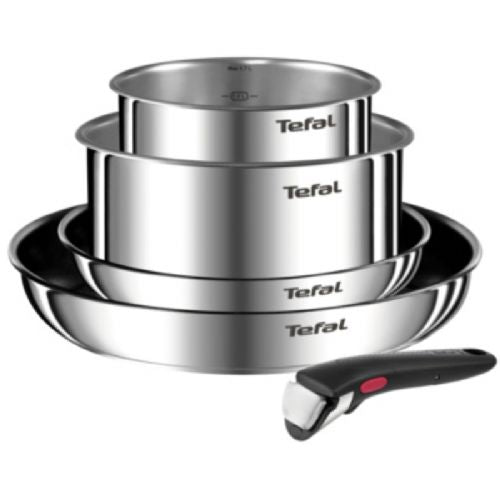 Tefal Ingenio L897S574 cookware set, 5-piece, removable handle, stainless steel, induction
