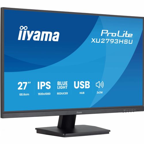 Monitor Iiyama ProLite XU2793HSU TFT, 68,6 cm (27"), 1080 x 1920, FHD, 16:9, IPS, 300 cd/m2, 1 ms, črna