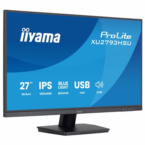 Monitor Iiyama ProLite XU2793HSU TFT, 68,6 cm (27"), 1080 x 1920, FHD, 16:9, IPS, 300 cd/m2, 1 ms, črna