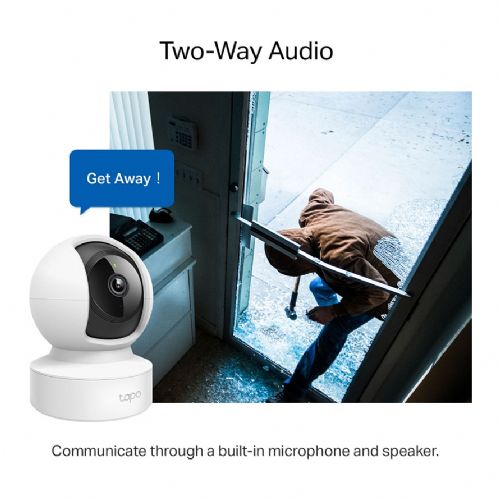 Varnostna kamera TP-Link Tapo C212, 3MP, nočni vid, Wi-Fi/Ethernet, PTZ nadzor, podpora Alexa/Google Assistant, bela