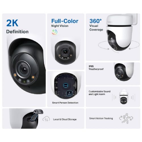 Outdoor surveillance camera TP-Link Tapo C510W, IR, 2K, IP65, 360°, Wi-Fi, white