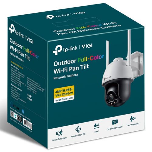 TP-Link VIGI C540-W outdoor surveillance camera, 4 mm, day/night, 4 MP, Wi-Fi, tilt/pan, QHD, white-black