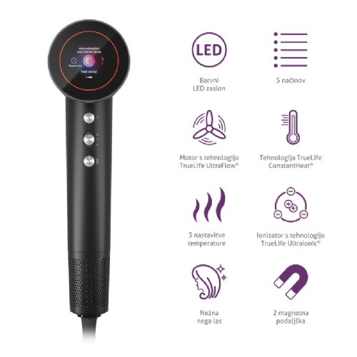 Sušilnik za lase TrueLife D9, ionizacija, difuzor, hladen zrak