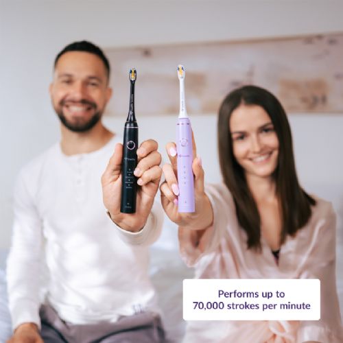 Električna zobna ščetka TrueLife SonicBrush Compact Duo Black / Lavender, 70.000 gibov/min, 4 načini, 30 dni baterije