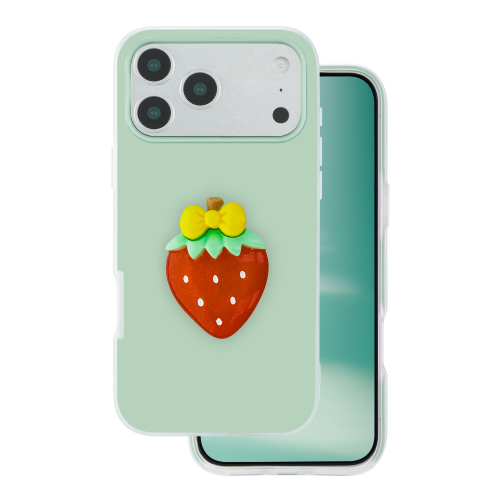 Onasi Tutti Frutti 2in1 phone cases for iPhone 17 Pro Max, double-layer, TPU+PC, improved grip, 3D fruit motif, green