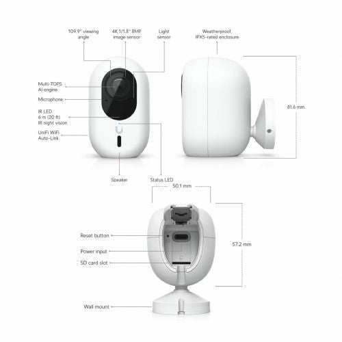 Security camera Ubiquiti IP camera Unifi 8.0MP wireless outdoor white UVC-G6-INS-W