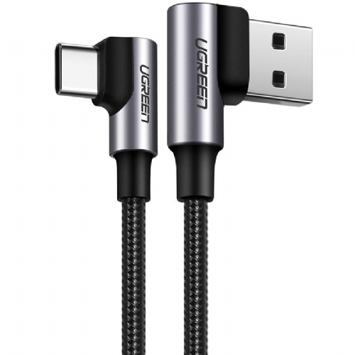 Ugreen US176 90° angled data cable USB A to Type C 60W 1m 3A - black