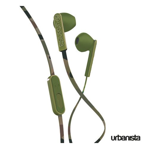 URBANISTA SAN FRANCISCO wired headphones with microphone, Green Camo (military green)