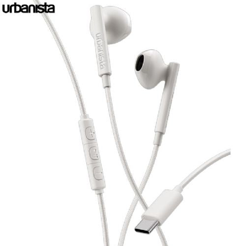 Urbanista SAN FRANCISCO wired headphones, USB Type-C, microphone, 3-button control, tangle-free cable, white
