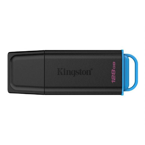 USB 128GB Kingston DataTraveler Exodia black/blue, USB-A 3.2 Gen 1, cap, key loop, compatible with Windows/macOS/Linux