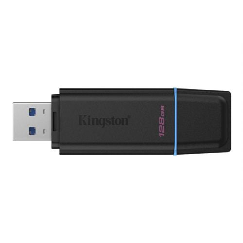 USB 128GB Kingston DataTraveler Exodia black/blue, USB-A 3.2 Gen 1, cap, key loop, compatible with Windows/macOS/Linux