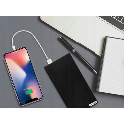 USB 2x powerbank 20000mAh + LED flashlight SLIM black