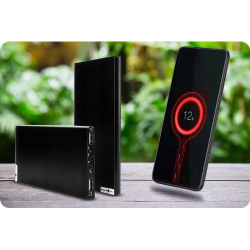 USB 2x powerbank 20000mAh + LED flashlight SLIM black