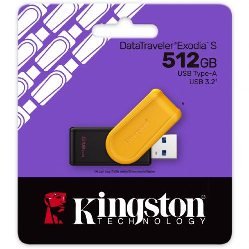 USB Kingston DataTraveler Exodia S 512 GB, USB-A 3.2 Gen 1, črn/rumen