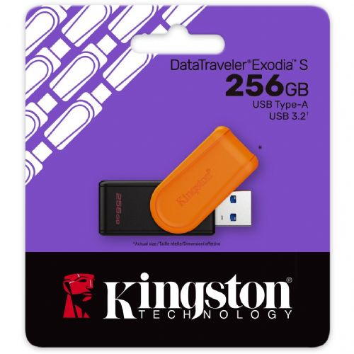 USB ključek Kingston DataTraveler Exodia S 256 GB (črn/oranžen, USB-A 3.2 Gen 1)