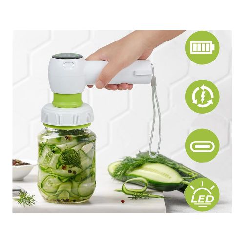 Verk Group battery-powered vacuum pump for food and jars, LCD display, 1200 mAh, 5 W, white