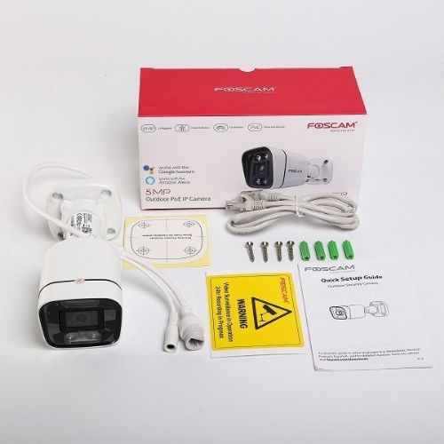 Varnostna kamera Foscam V5EP 5MP, PoE, IP66, zaznavanje gibanja, dvosmerni zvok, zunanja – bela