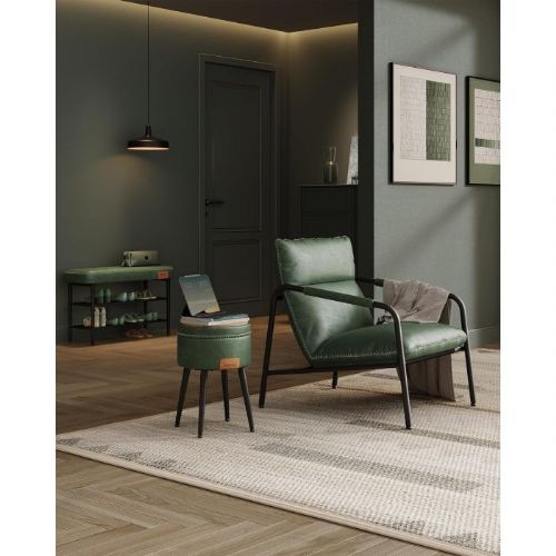 VASAGLE EKHO Shoe Bench, Faux Leather, 135 kg Load Capacity, Forest Green, 30 x 80 x 50 cm