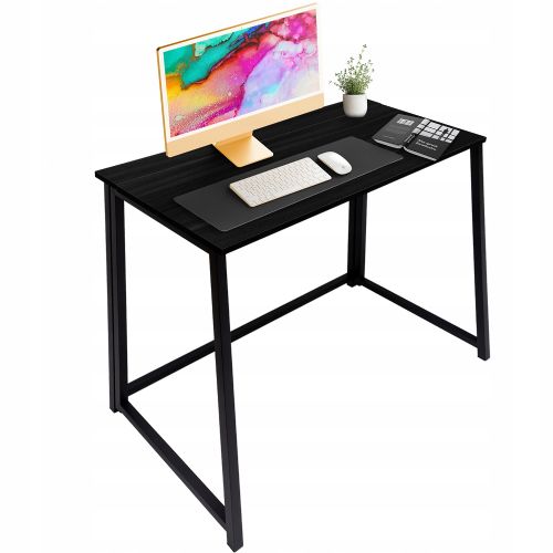 Ruhhy multifunctional folding wooden table, 80 × 75 × 40 cm, MDF, metal frame, black