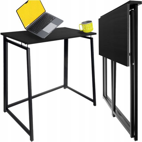 Ruhhy multifunctional folding wooden table, 80 × 75 × 40 cm, MDF, metal frame, black