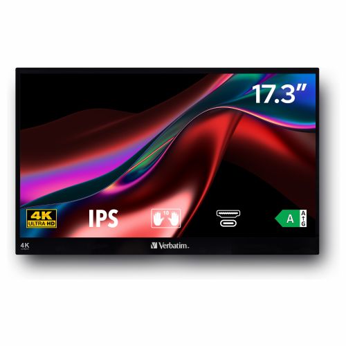Monitor Verbatim PMT-17 4K 43,9 cm (17,3"), 3840 x 2160 (4K UHD), IPS, 400 cd/m2, Touch, 6ms